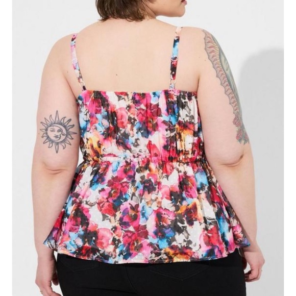 🆕 Floral Chiffon Clip Dot Ruffle Tie Waist Tank 2 2X 18 20 NWT Torrid New! - Picture 3 of 7